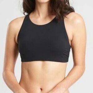 Athleta High Neck Swim/Sports Bra, all black, large
